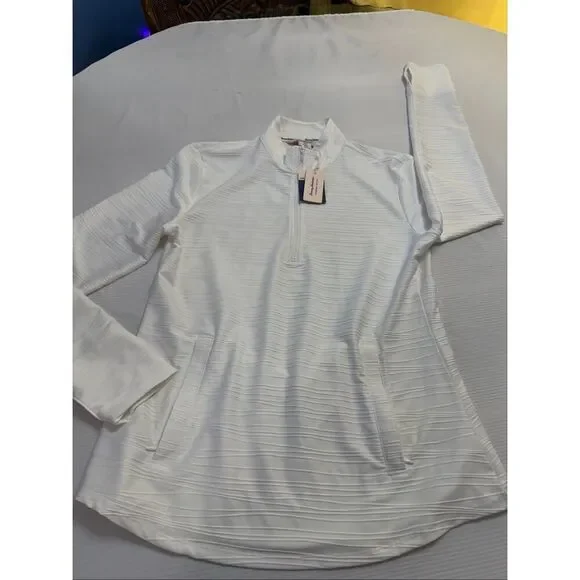 NWT Tommy Bahama Womens Golf Half Zip Performance LS WHITE Jacket UPF50 MEDIUM - Picture 8 of 13